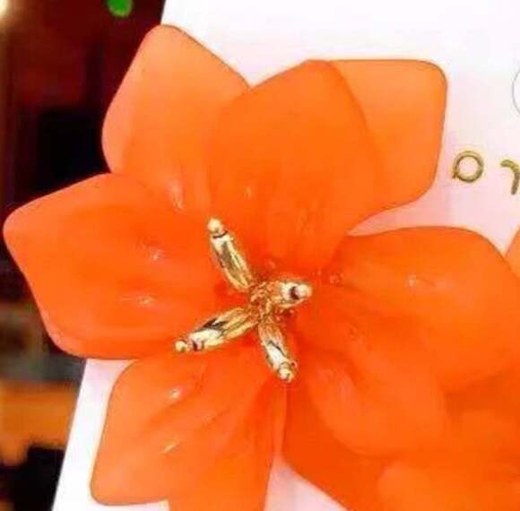 Floral Bohemian Ear Studs In Orange - Picture 2 of 3